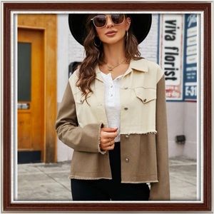 Two Tone Flap Detail Raw Cut Jacket